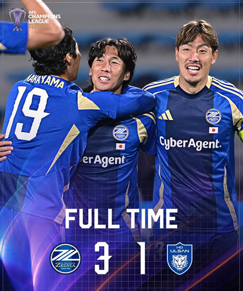 半场打卡3球！町田泽维亚3-1完胜蔚山HD，跃居东亚区次席